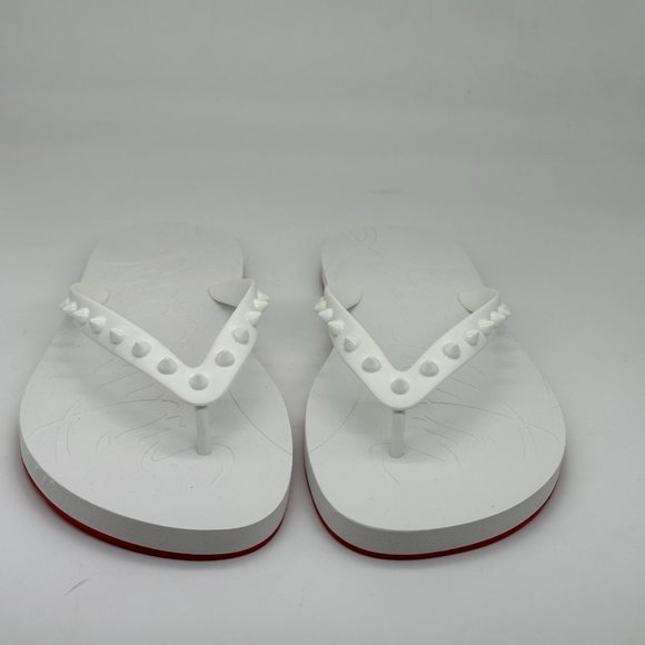 Christian Louboutin LOUBI Spikes Studded Flip Flop Flat Rubber Sandal Shoes - Picture 4 of 12